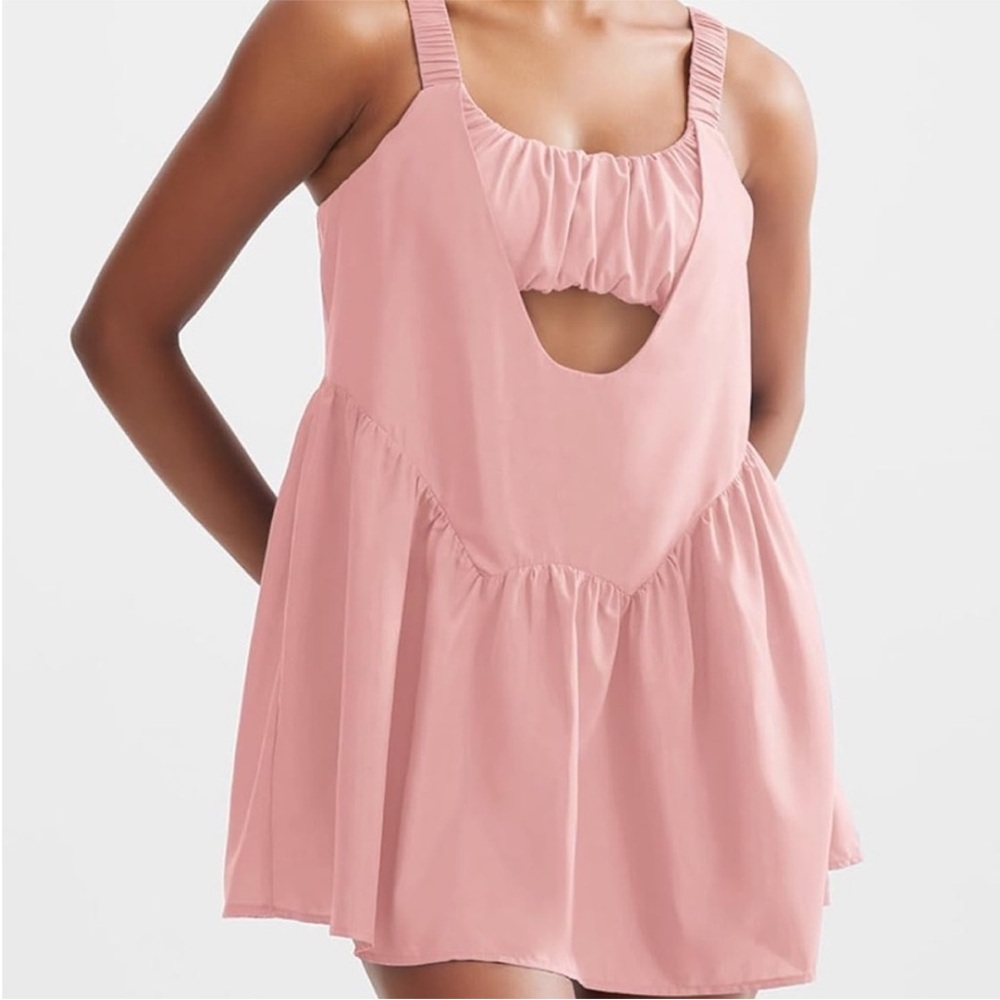 Pink Athletic Mini Dress with Biker Shorts Size M